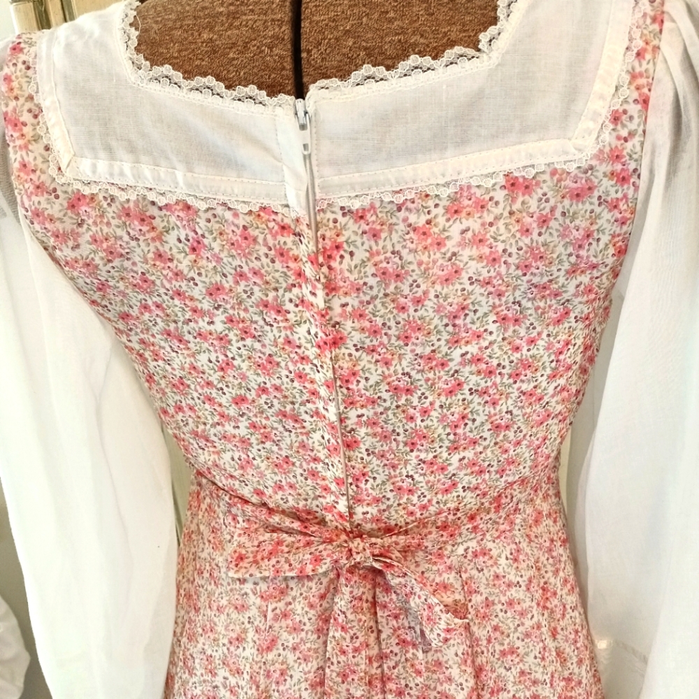 RARE 70S COTTON PINK CALICO "GUNNE SAX" PRAIRIE ! - Picture 8 of 16